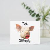 Lipstick op een varken briefkaart (Staand voorkant)