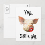 Lipstick op een varken briefkaart (Voorkant / Achterkant)