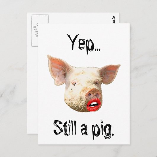 Lipstick op een varken briefkaart (Voorkant / Achterkant)