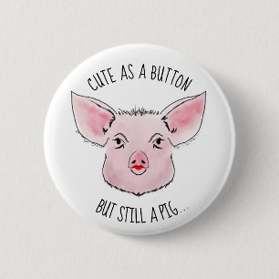 Lipstick op een varken ronde button 5,7 cm