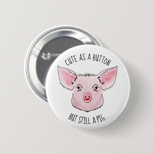 Lipstick op een varken ronde button 5,7 cm (Voorkant /achterkant)