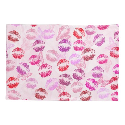 Lipstick op roze wijze kussensloop (Achterkant-Links)