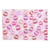 Lipstick op roze wijze kussensloop (Voorkant-Links)