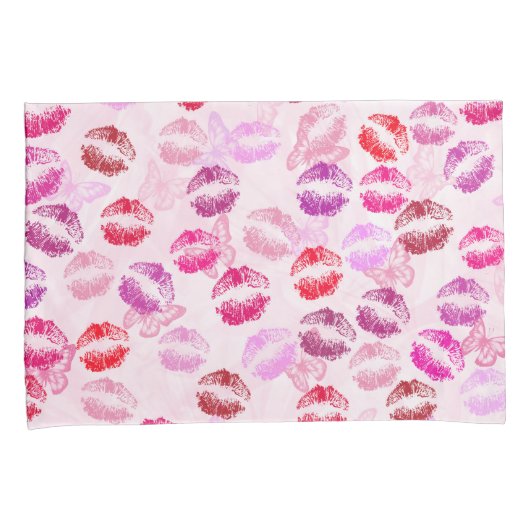 Lipstick op roze wijze kussensloop (Voorkant-Rechts)