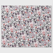  lipstick, parfum, paars- en schoenenpatroon cadeaupapier (Vlak)