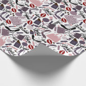  lipstick, parfum, paars- en schoenenpatroon cadeaupapier (Hoek)