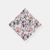  lipstick, parfum, paars- en schoenenpatroon servet (Hoek)