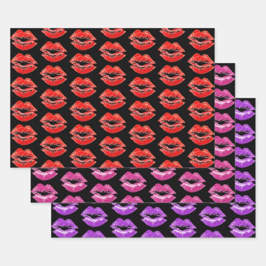 Lipstick Print Kisses Collectie Inpakpapier Vel (Set)