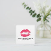 Lipstick Print Makeup Artist Minimalist Square Vierkante Visitekaartje (Staand voorkant)