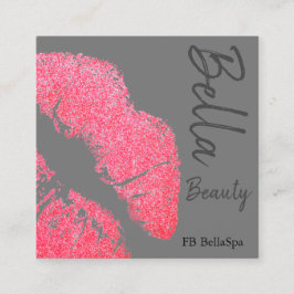 Lipstick print roze lip vlek grijs beauty spa vierkante visitekaartje