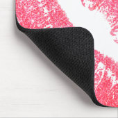 Lipstick print roze lip vlek kus wit muismat (Hoek)