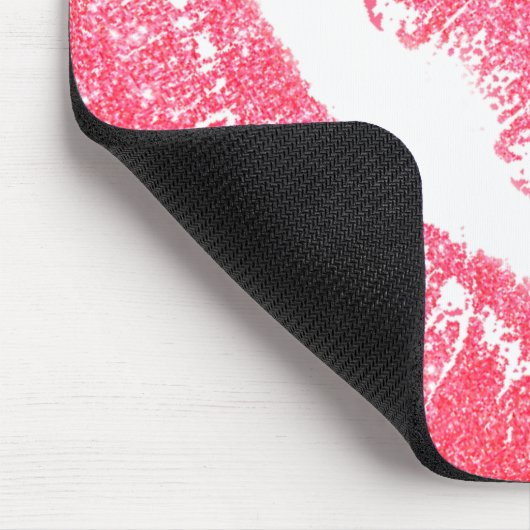 Lipstick print roze lip vlek kus wit muismat (Hoek)