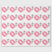 Lipstick print roze lip vlek zwart wit schattig cadeaupapier (Vlak)