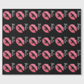 Lipstick print roze lip vlek zwart wit schattig cadeaupapier (Vlak)