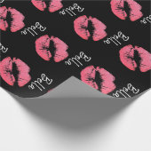 Lipstick print roze lip vlek zwart wit schattig cadeaupapier (Hoek)
