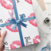 Lipstick print roze lip vlek zwart wit schattig cadeaupapier
