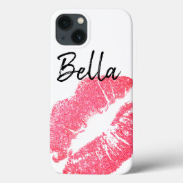 Lipstick print roze lip vlek zwart wit schattig Case-Mate iPhone case