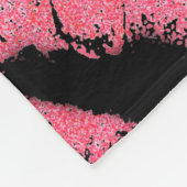 Lipstick print roze lip vlek zwart wit schattig fleece deken (Hoek)