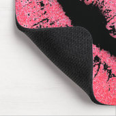 Lipstick print roze lip vlek zwart wit schattig muismat (Hoek)