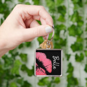 Lipstick print roze lip vlek zwart wit schattig sleutelhanger (Hand)
