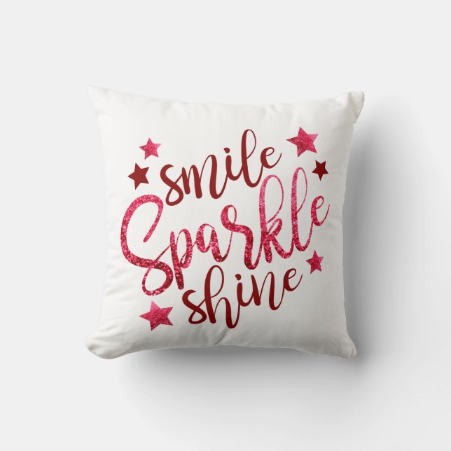 Lipstick Red Faux Sparkle Pillow voor haar Kussen (Voorkant)