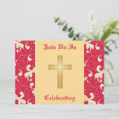 Lipstick Red, Gold, Christelijk, huwelijksuitnodig Kaart (Staand voorkant)