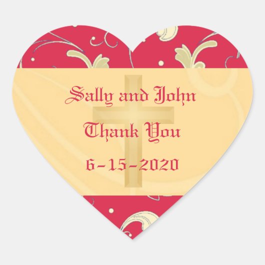 Lipstick Red, Gold, Christiain, Damask Sticker (Voorkant)