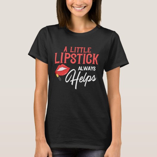Lipstick Red Lips  Makeup Artist Cosmetologist T-shirt (Voorkant)
