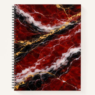 Lipstick Red Marble with Black, White & Gold Veins Notitieboek