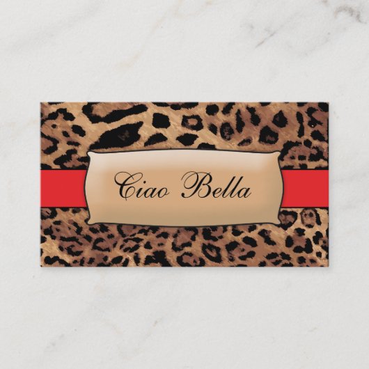 Lipstick Red Sassy Leopard Visitekaartje (Voorkant)