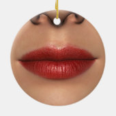 Lipstick rood Vrouw Licht dicht bij Keramisch Ornament (Achterkant)
