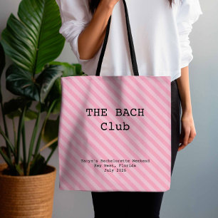 Lipstick Roze Gestreepte Bruidsmeisje Bachelorette Tote Bag