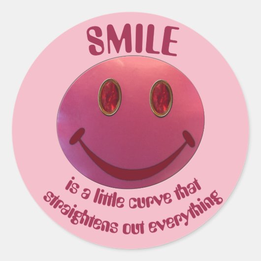 Lipstick Roze gezicht Ronde Sticker (Voorkant)