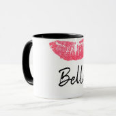 Lipstick, roze lip vlek mok (Voorkant links)