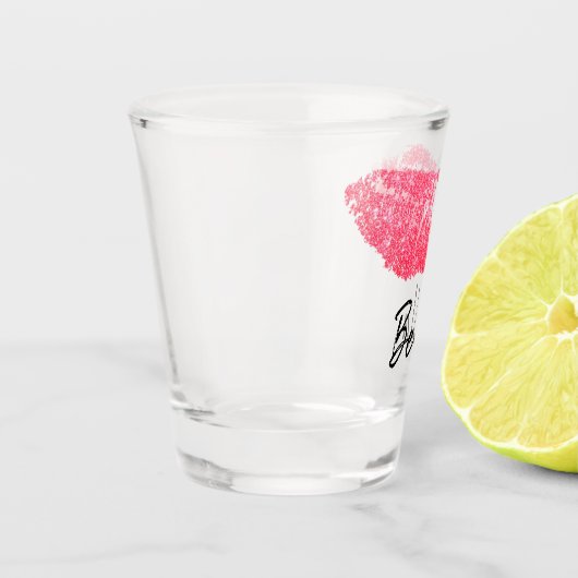 Lipstick, roze lip vlek shot glas (Links)