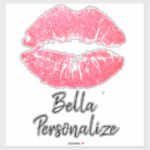 Lipstick, roze lip vlek sticker (Vel)