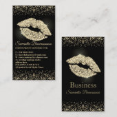 Lipstick sepia Glitter lips gouden make-up salon Visitekaartje (Voorkant / Achterkant)