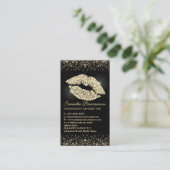 Lipstick sepia Glitter lips gouden make-up salon Visitekaartje (Staand voorkant)