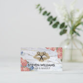 Lipstick Stain | Schaar | Flowers Marmer Afsprakenkaartje (Staand voorkant)