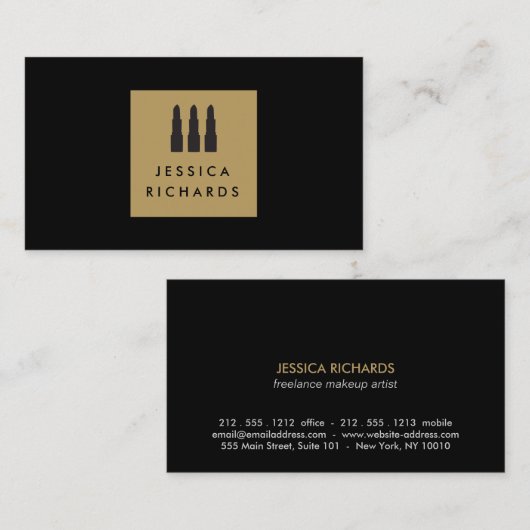 Lipstick Trio Logo voor Freelance Makeup Artist I Visitekaartje (Voorkant / Achterkant)