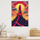 Lipstick uitbarsting: Pop Art vulkaan Poster (Keuken)