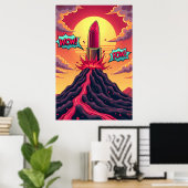 Lipstick uitbarsting: Pop Art vulkaan Poster (Thuiskantoor)