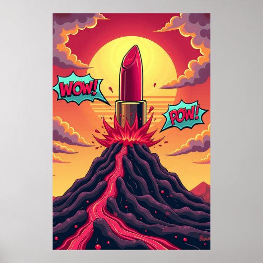 Lipstick uitbarsting: Pop Art vulkaan Poster (Voorkant)