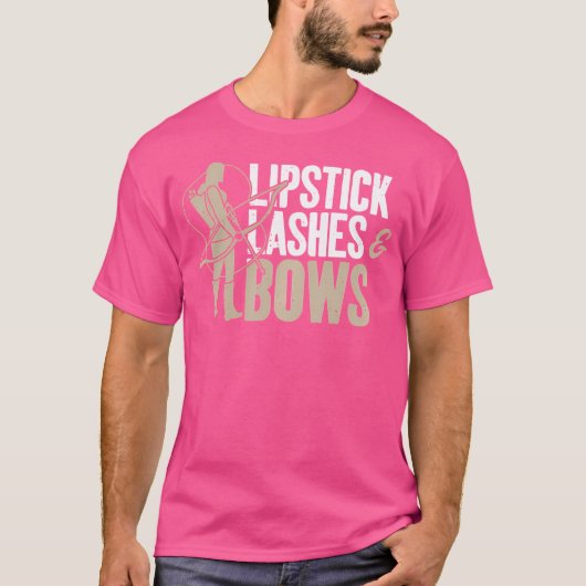 Lipstick wimpers en bogen Bowhunting boogschieten T-shirt (Voorkant)