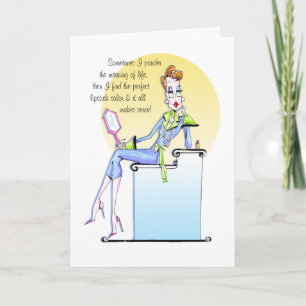 #lipstickhumor, Lipstickcard, grappige dameskaart Kaart