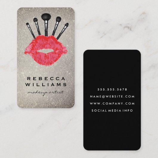 Lipstickvlek | Make-up kunstenaarsborstels Visitekaartje (Voorkant / Achterkant)