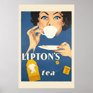 Lipton's Thee - Vintage Stijl 1950 Theedrinken Poster