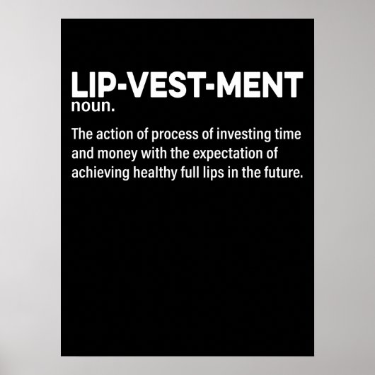 Lipvestment Lip Filler Quote Nurse Injec Poster (Voorkant)