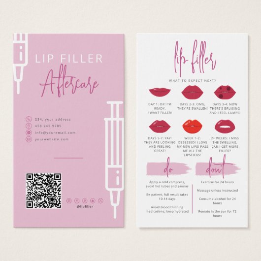 Lipvuller Lipinjecties Nazorg Kaart Niet doen (Voorkant /achterkant)
