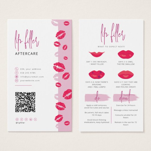 Lipvuller Lipinjecties Nazorg Kaart Niet doen (Voorkant /achterkant)
